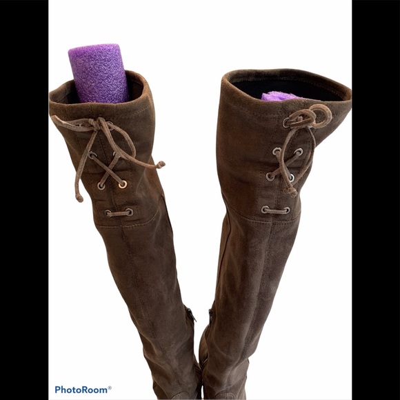 Vince Camuto Crisintha Over-The-Knee Lace Boots, Faux Suede - Picture 11 of 12